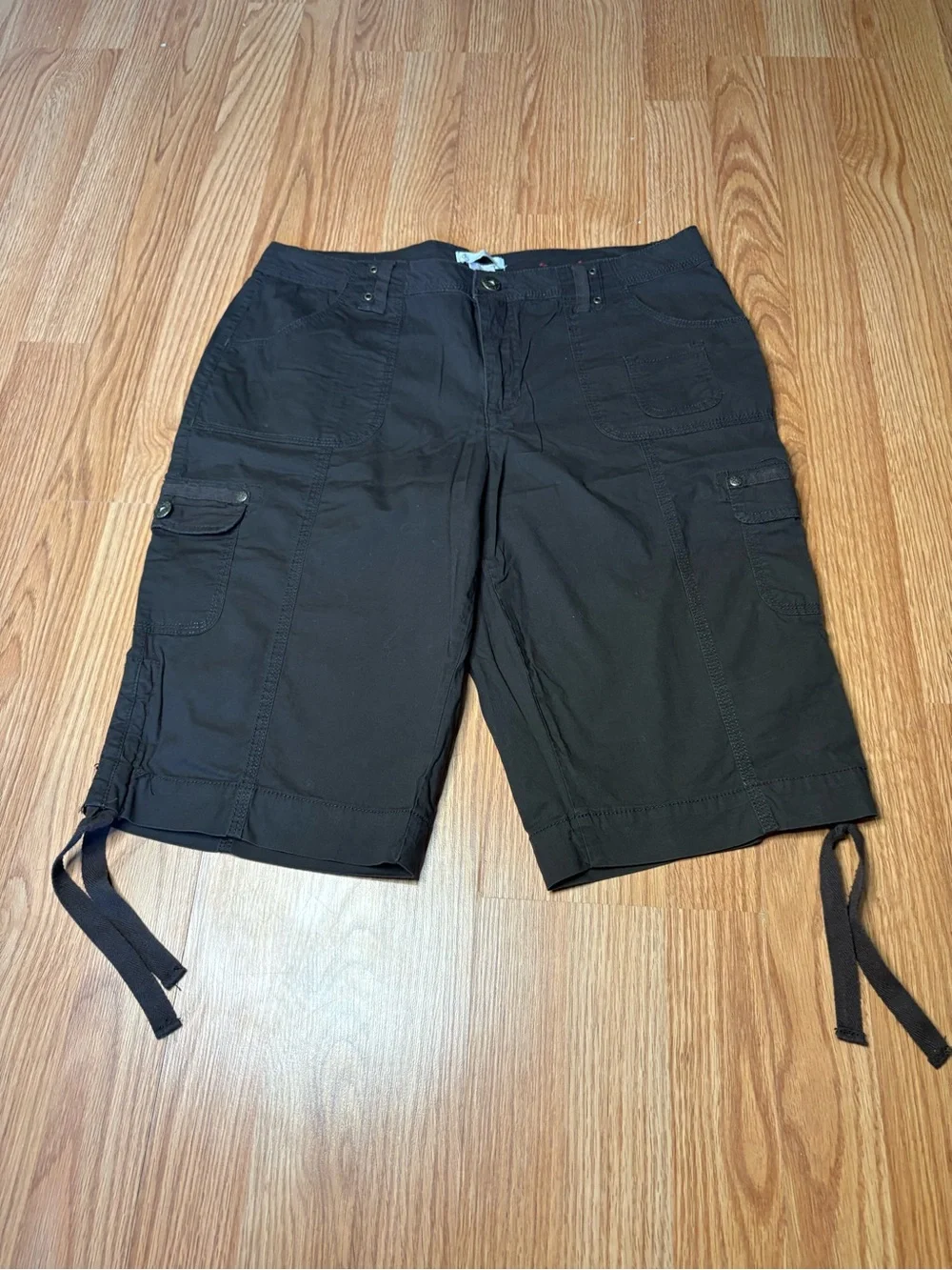 Dress barn Cargo Bermuda Shorts with Side Ties Dark Brown